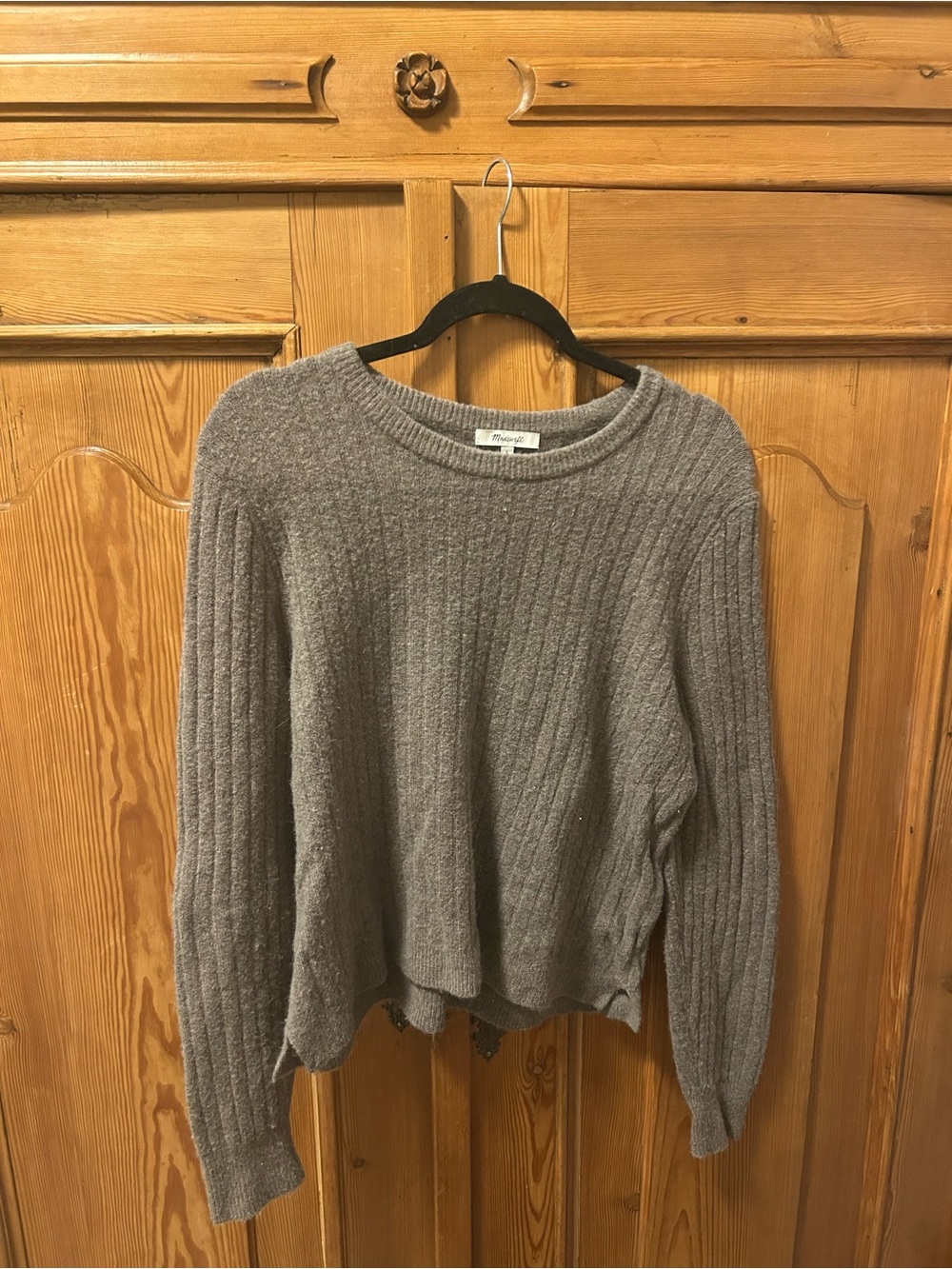 Madewell Brown Ribbed Crewneck Sweater
